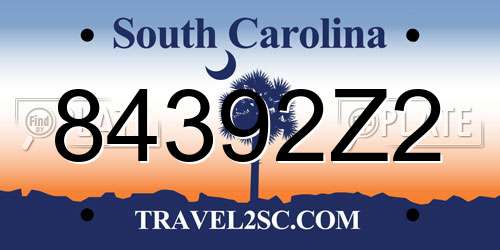 84392Z2 South Carolina License Plate