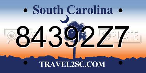 84392Z7 South Carolina License Plate