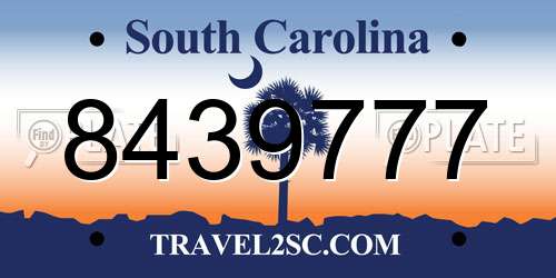 8439777 South Carolina License Plate
