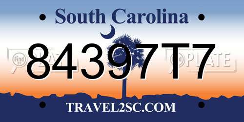 84397T7 South Carolina License Plate
