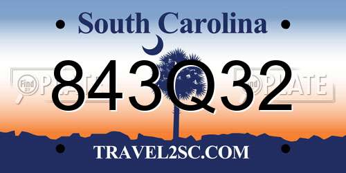 843Q32 South Carolina License Plate