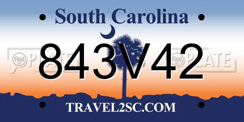 843V42 South Carolina License Plate