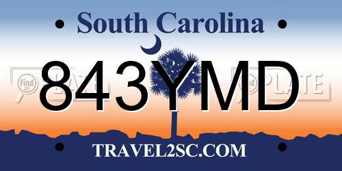 843YMD South Carolina License Plate