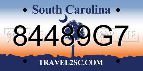 84489G7 South Carolina License Plate