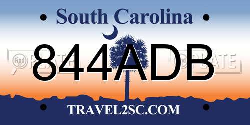 844ADB South Carolina License Plate