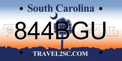 844BGU South Carolina License Plate