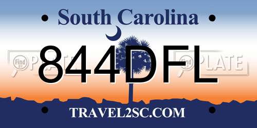 844DFL South Carolina License Plate