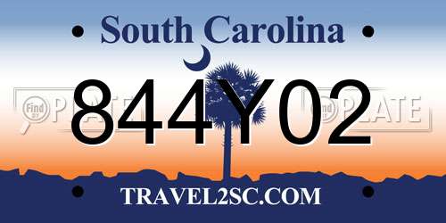 844Y02 South Carolina License Plate