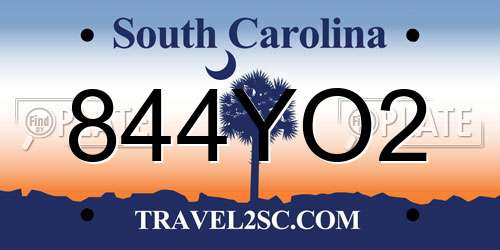 844YO2 South Carolina License Plate
