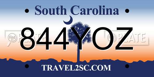 844YOZ South Carolina License Plate