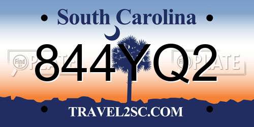 844YQ2 South Carolina License Plate