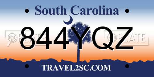 844YQZ South Carolina License Plate