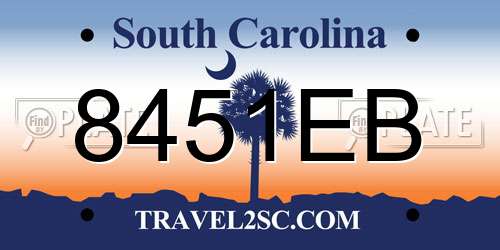 8451EB South Carolina License Plate