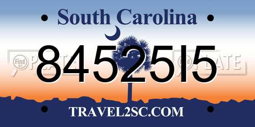 84525I5 South Carolina License Plate