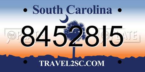 84528I5 South Carolina License Plate