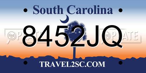 8452JQ South Carolina License Plate