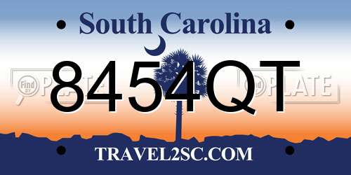 8454QT South Carolina License Plate