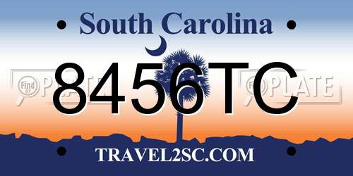8456TC South Carolina License Plate