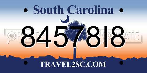 84578I8 South Carolina License Plate