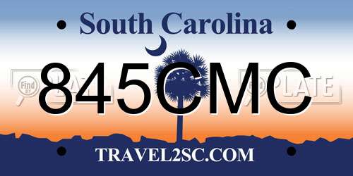 845CMC South Carolina License Plate
