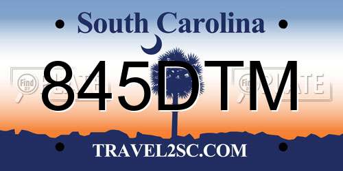 845DTM South Carolina License Plate