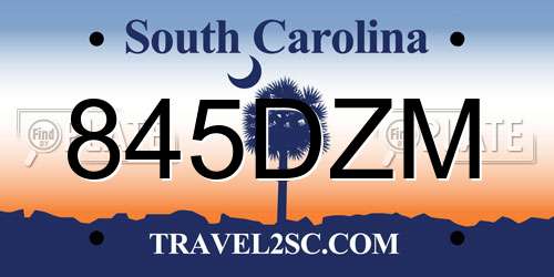 845DZM South Carolina License Plate