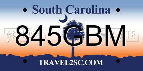 845GBM South Carolina License Plate