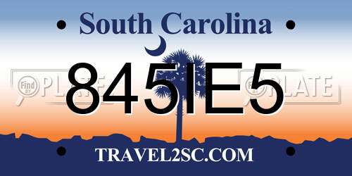 845IE5 South Carolina License Plate