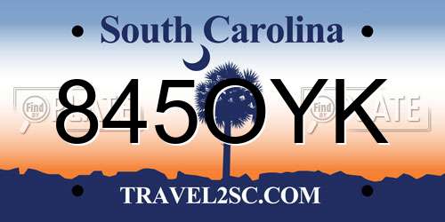 845OYK South Carolina License Plate