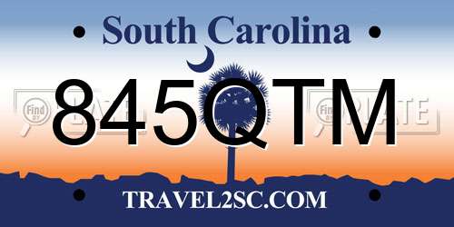845QTM South Carolina License Plate