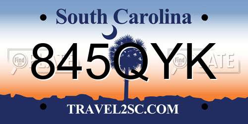 845QYK South Carolina License Plate