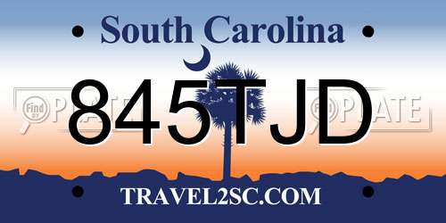 845TJD South Carolina License Plate