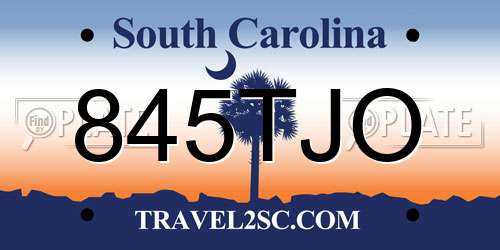 845TJO South Carolina License Plate