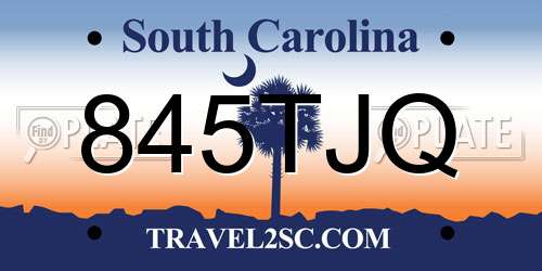 845TJQ South Carolina License Plate