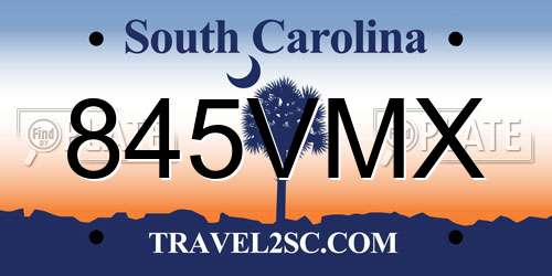 845VMX South Carolina License Plate
