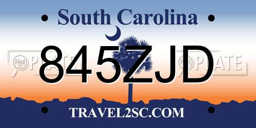 845ZJD South Carolina License Plate