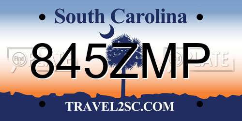 845ZMP South Carolina License Plate