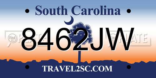 8462JW South Carolina License Plate