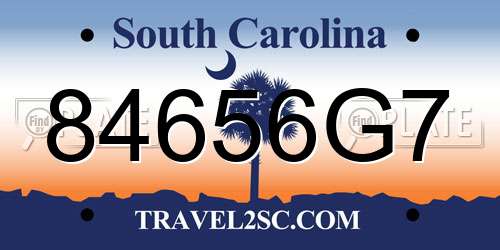 84656G7 South Carolina License Plate