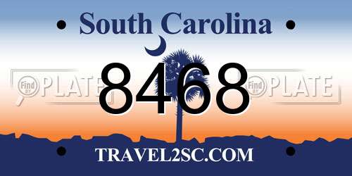 8468 South Carolina License Plate