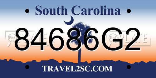 84686G2 South Carolina License Plate