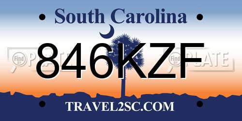 846KZF South Carolina License Plate