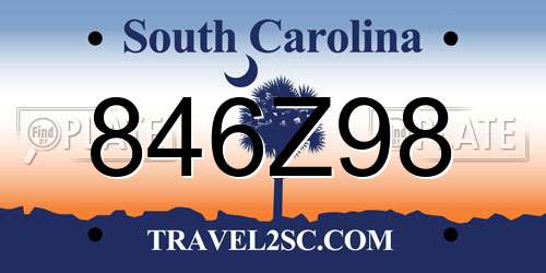 846Z98 South Carolina License Plate