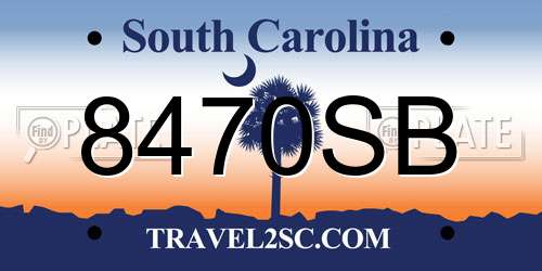 8470SB South Carolina License Plate