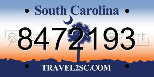 8472193 South Carolina License Plate