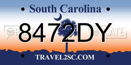 8472DY South Carolina License Plate
