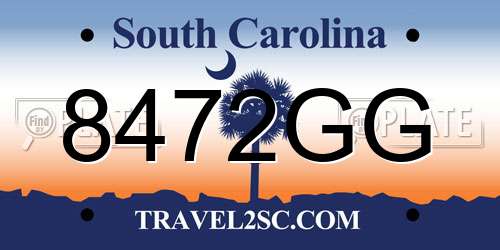 8472GG South Carolina License Plate