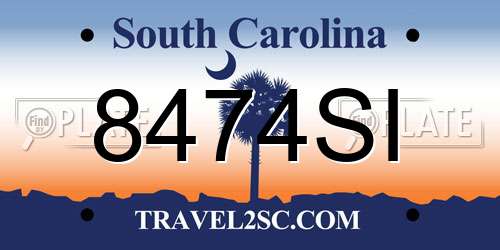 8474SI South Carolina License Plate