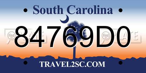 84769D0 South Carolina License Plate