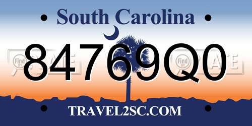 84769Q0 South Carolina License Plate